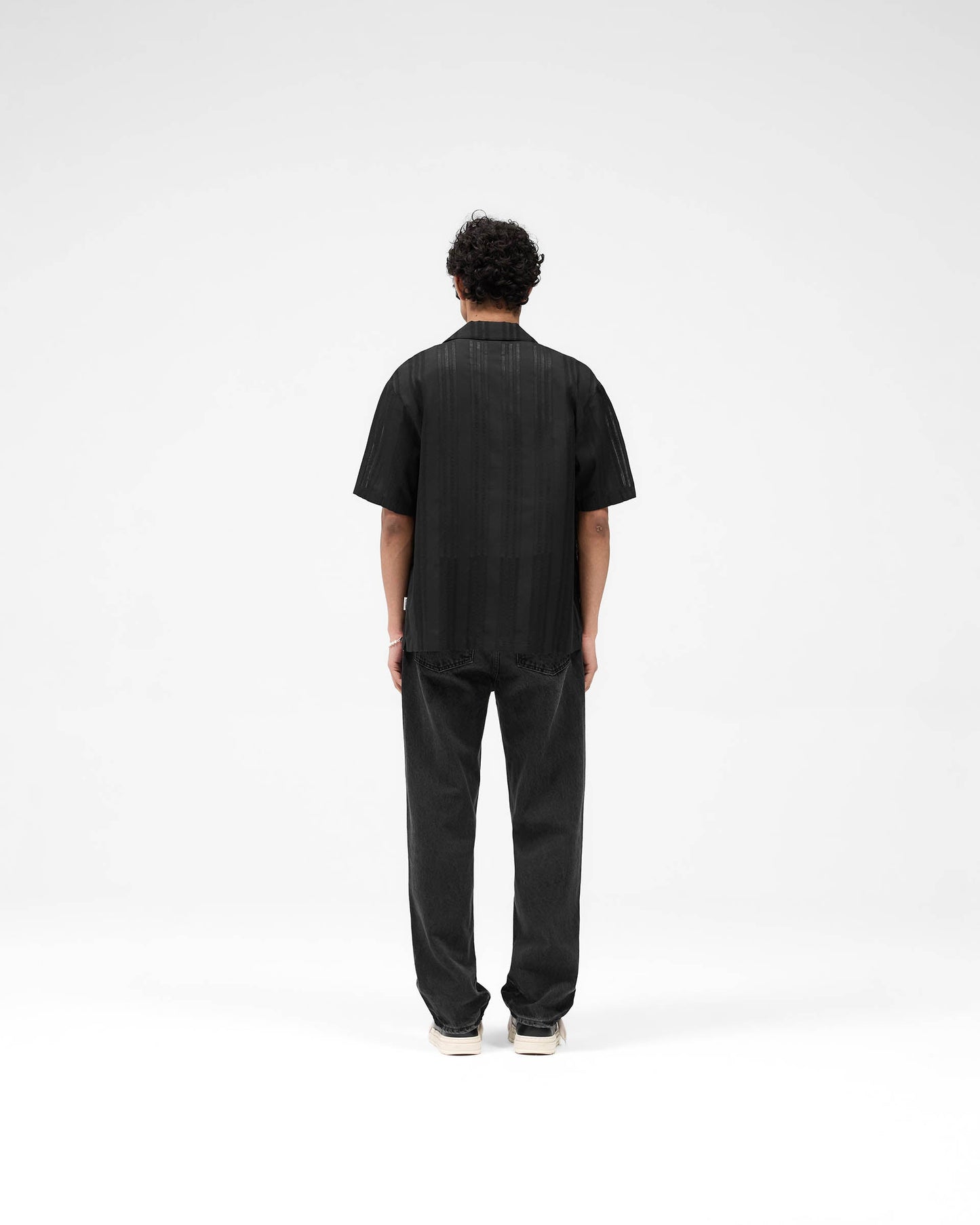 Embroidered Bowling Shirt - Jet Black