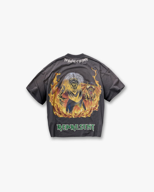 Represent X Iron Maiden Number Of Beast T-Shirt - Sunfade Grey