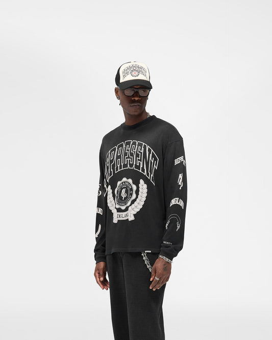 Legacy Crest Long Sleeve T-Shirt - Stained Black