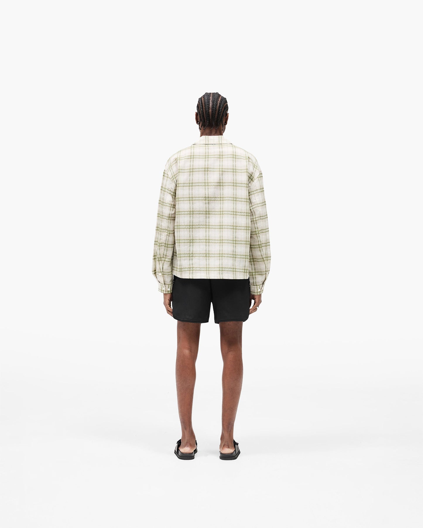 Sheer Long Sleeve Flannel Shirt - Green