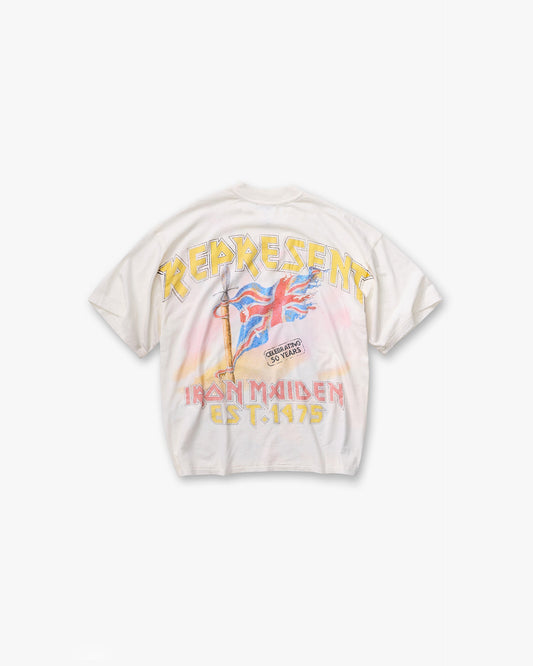 Represent X Iron Maiden Steed T-Shirt - Flat White