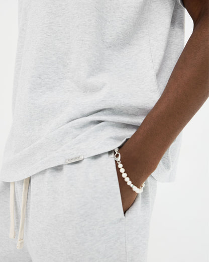2 x Initial Oversized T-Shirt - Flat White & Ice Grey Marl