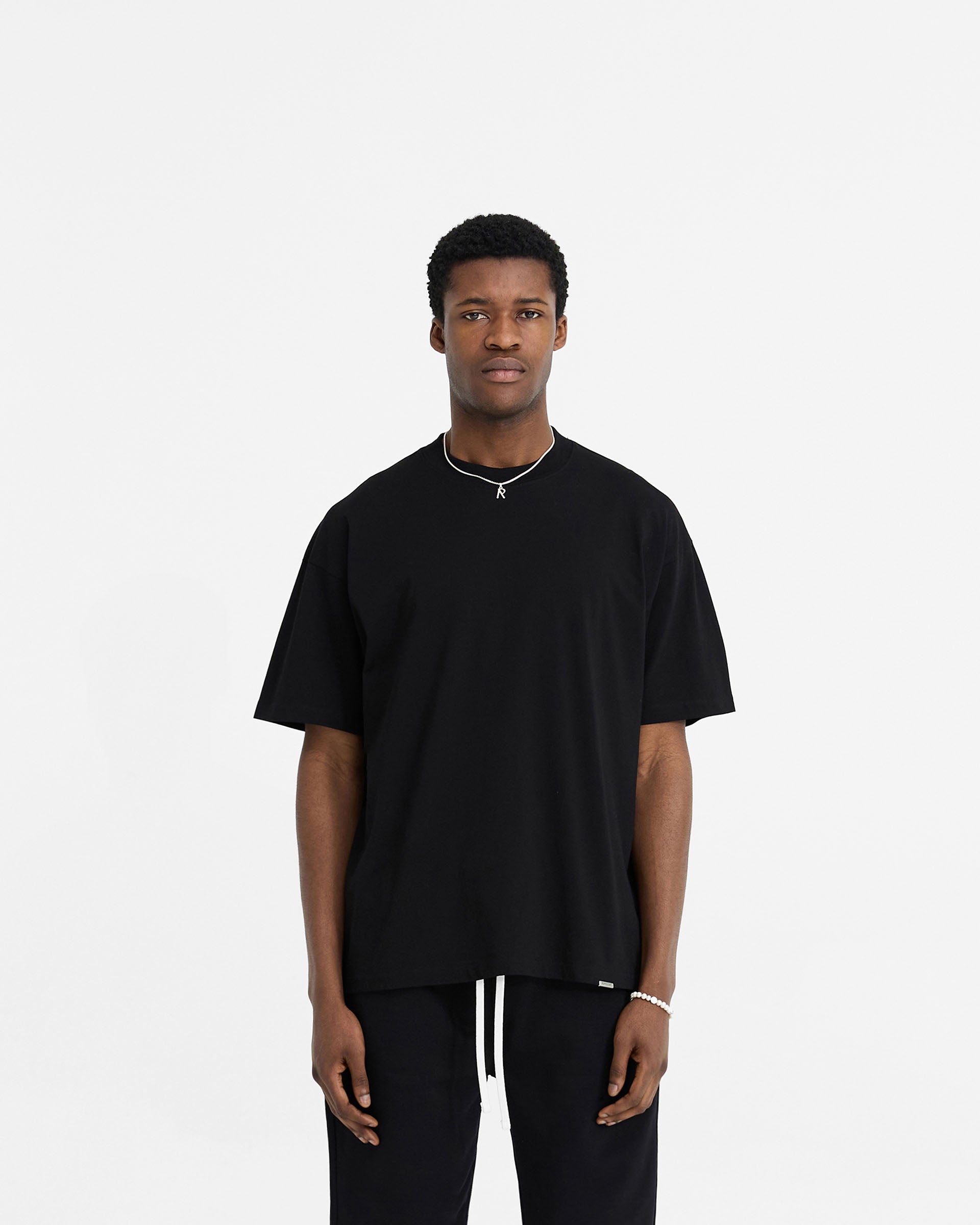 2 x Initial Oversized T-Shirt - Black & Ice Grey Marl