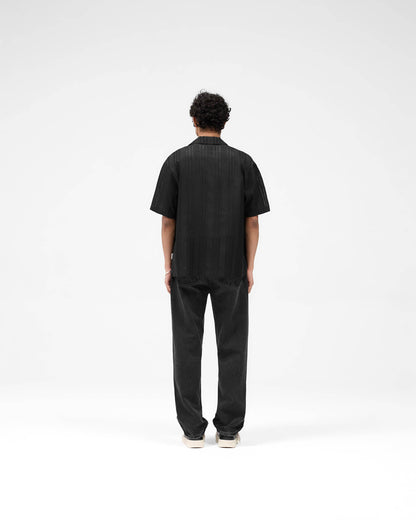 Embroidered Bowling Shirt - Jet Black