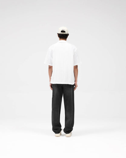 Embroidered Bowling Shirt - Antique White