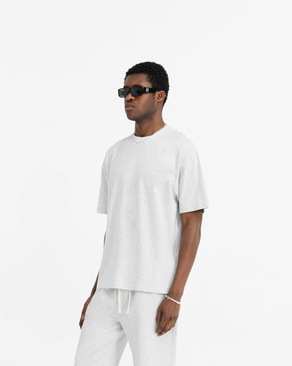 2 x Initial Oversized T-Shirt - Flat White & Ice Grey Marl