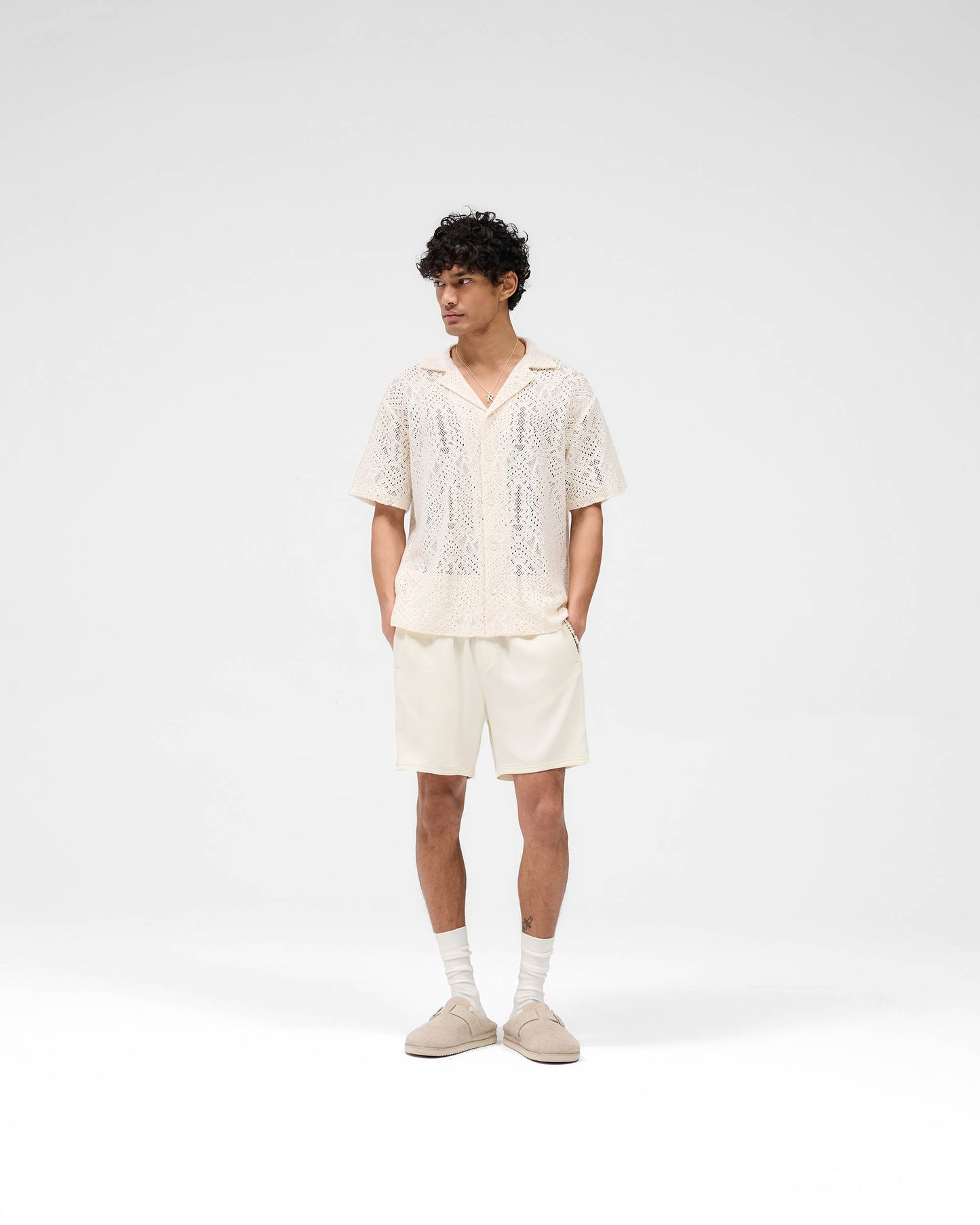 Knitted Panel Short - Antique White