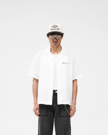 Embroidered Bowling Shirt - Antique White