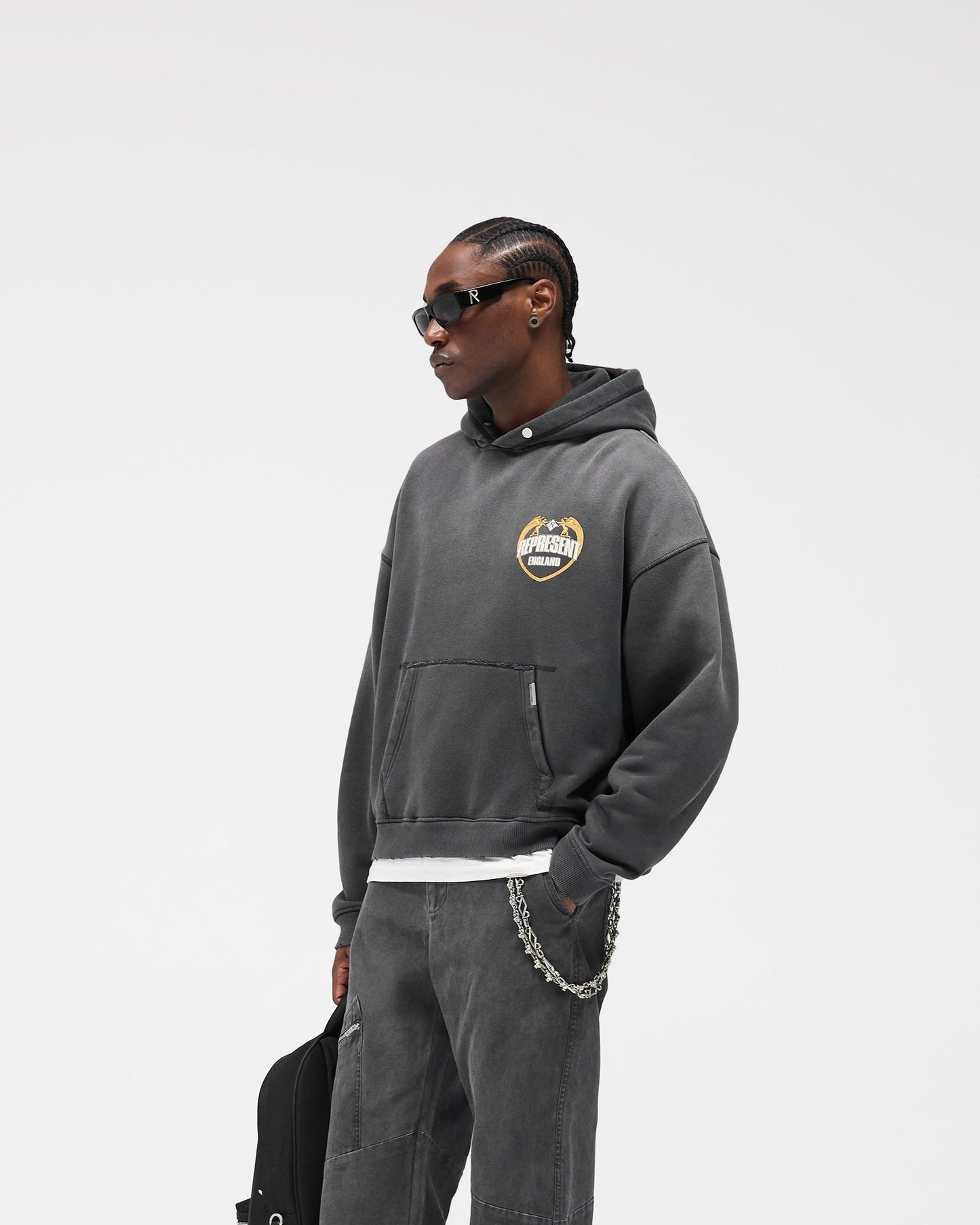 Represent Angel Border Hoodie - Stained Black