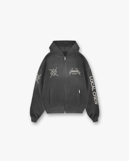 Represent X Metallica Local Crew Zip Hoodie - Stained Black