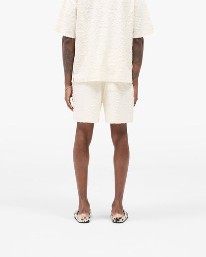All Over Print Towel Short - Aged White