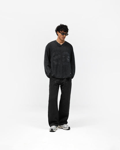 Knitted Varsity Long Sleeve Jersey - Vintage Grey