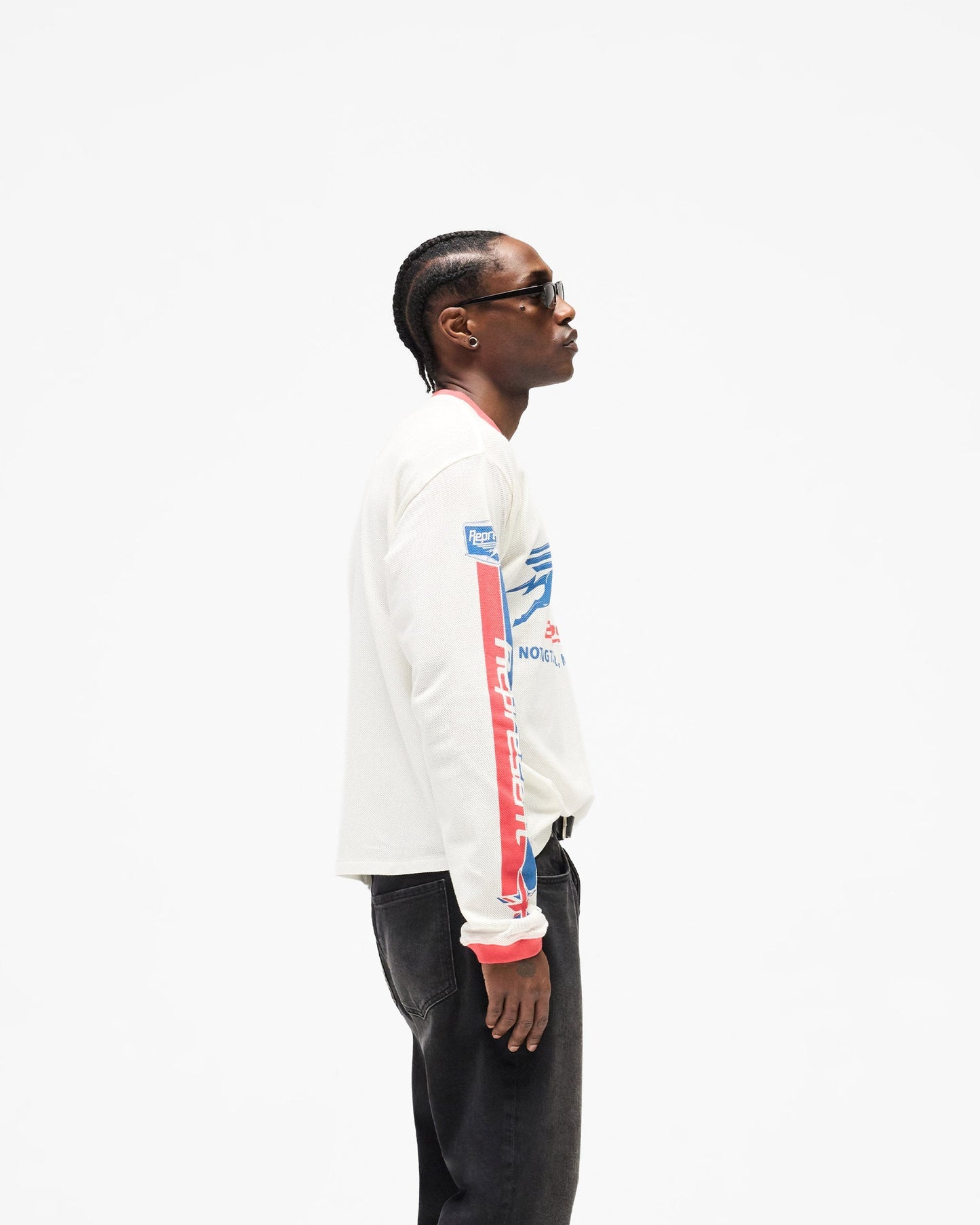 Mesh Pegasus Long Sleeve T-Shirt - Flat White