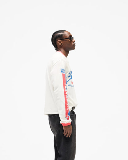 Mesh Pegasus Long Sleeve T-Shirt - Flat White