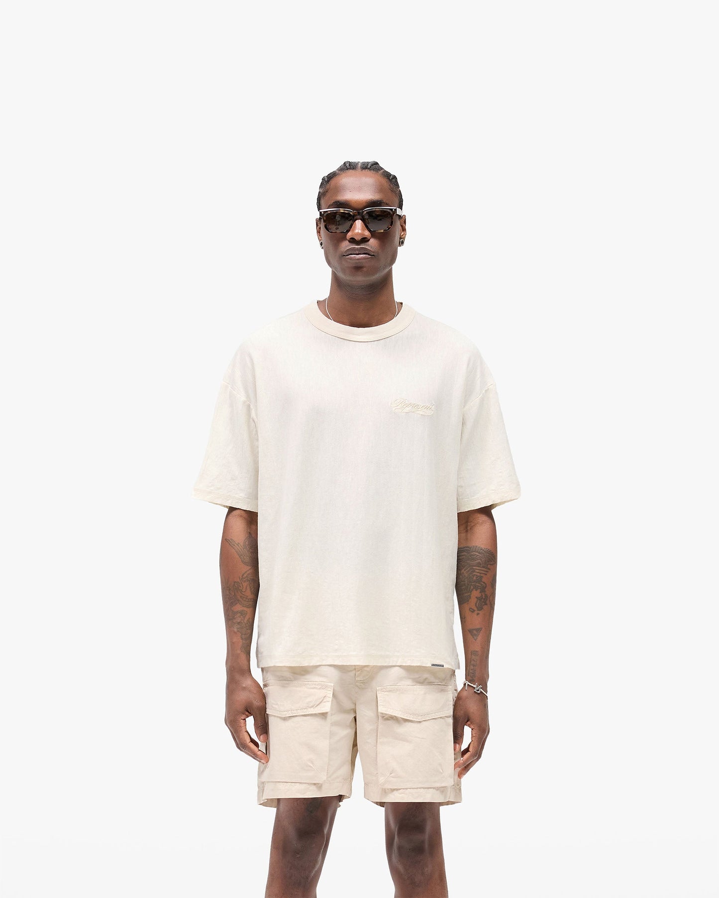 Slub Script T-Shirt - Aged White