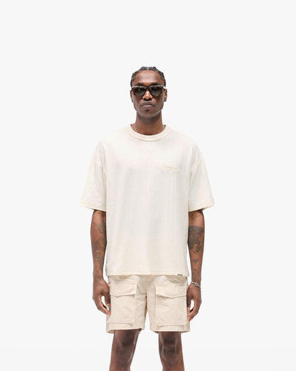 Slub Script T-Shirt - Aged White