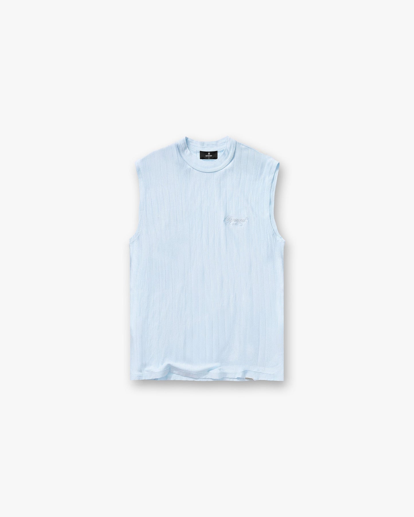 Slub Script Tank - Ice Blue