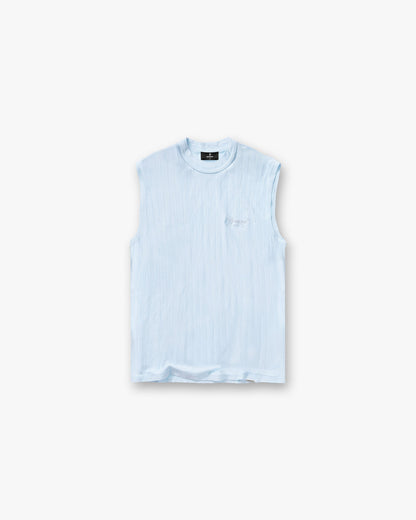 Slub Script Tank - Ice Blue
