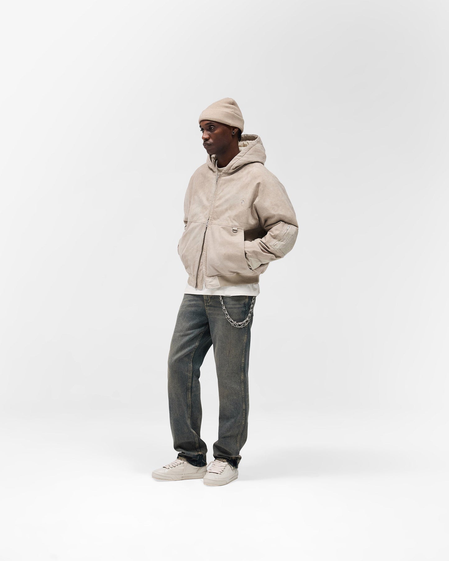 Hooded Bomber - Beige