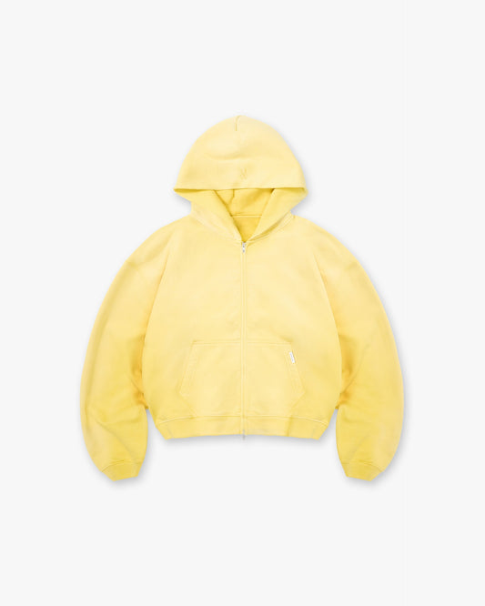 Initial Boxy Zip Through Hoodie - Canary Yellow
