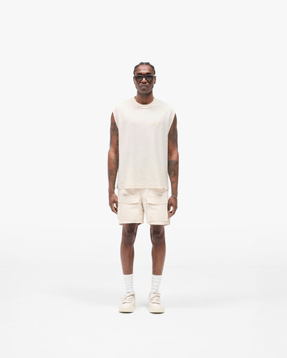 Slub Script Tank - Aged White