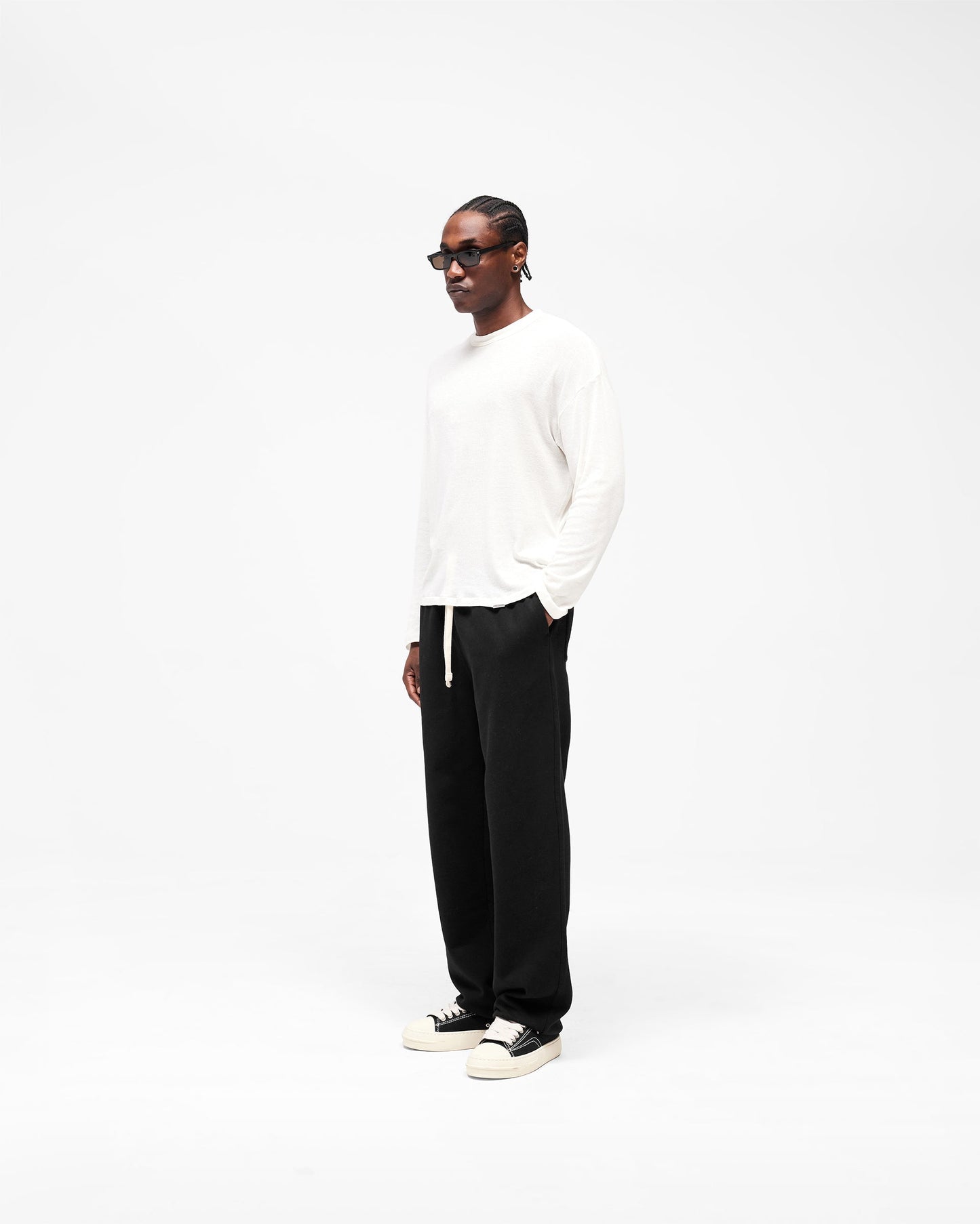 Initial Sheer Rib Long Sleeve T-Shirt - Flat White