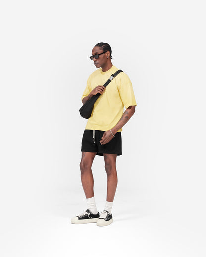 Initial Waffle Shorts - Jet Black