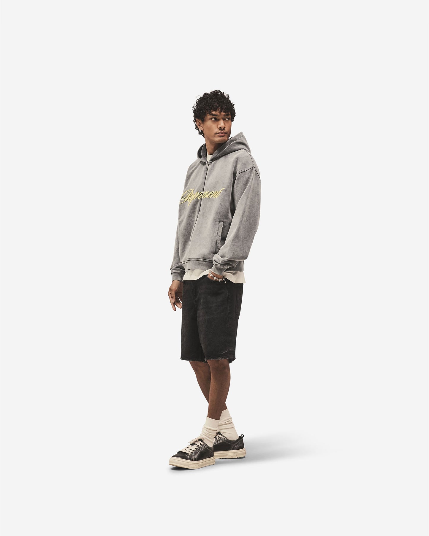 Script Logo Zip Hoodie - Vintage Grey