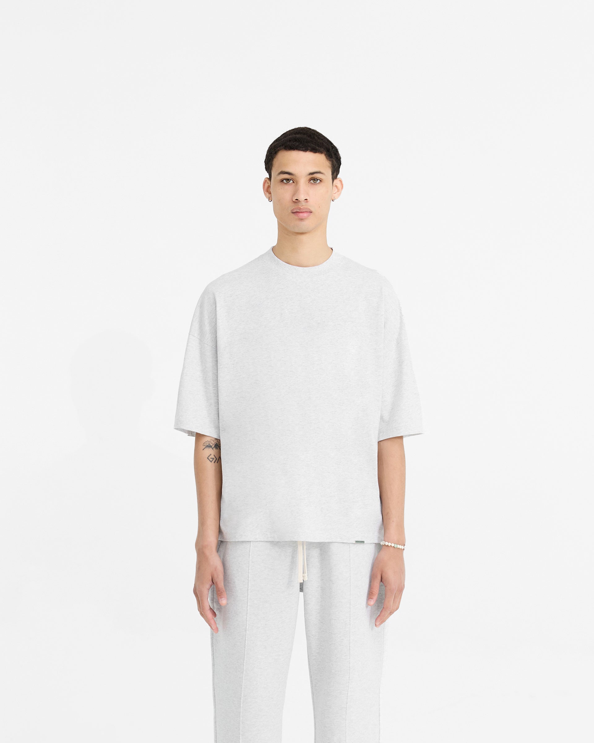 2 x Initial Boxy T-Shirt - Ice Grey Marl