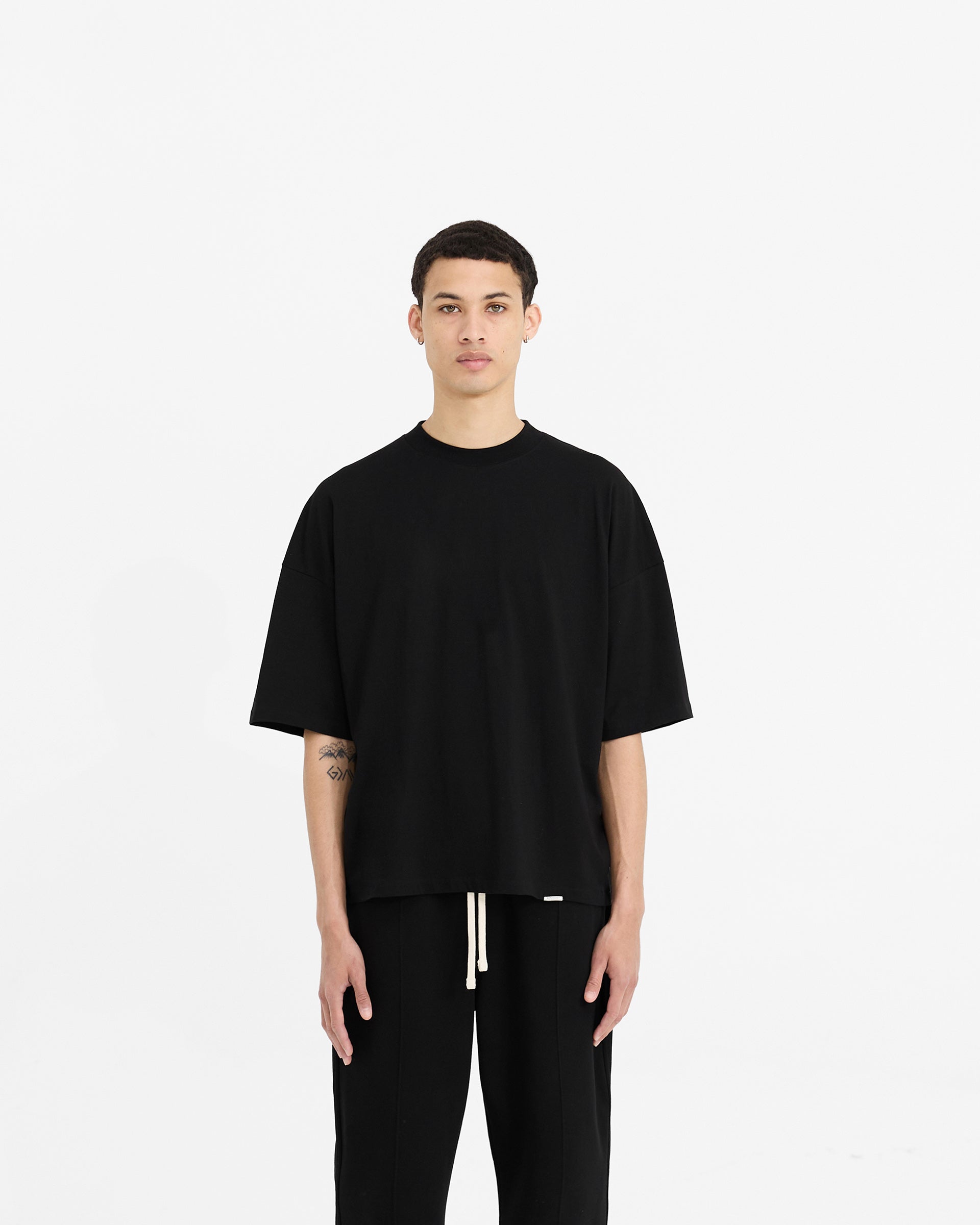 2 x Initial Boxy T-Shirt - Flat White & Black