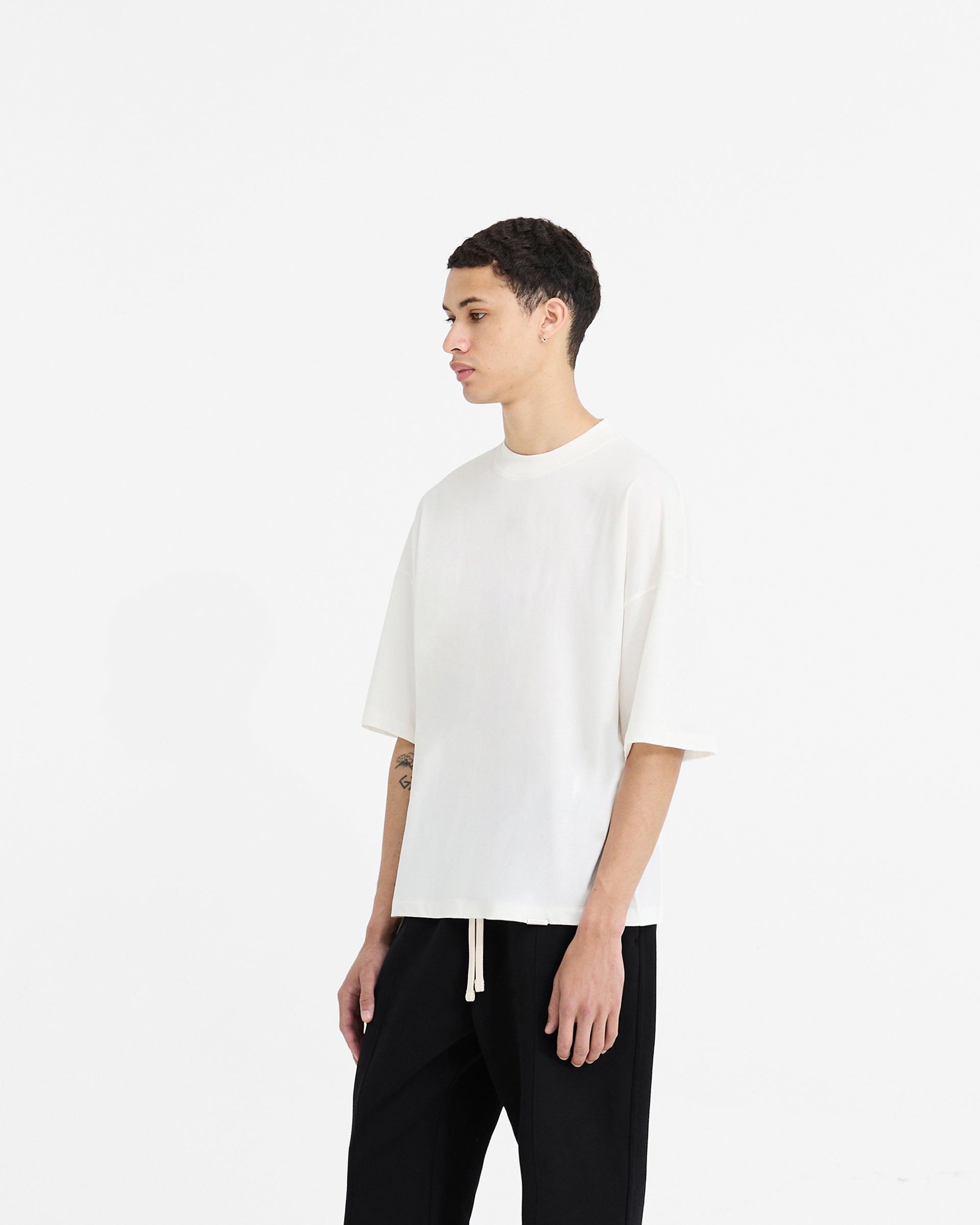 2 x Initial Boxy T-Shirt - Flat White & Ice Grey Marl