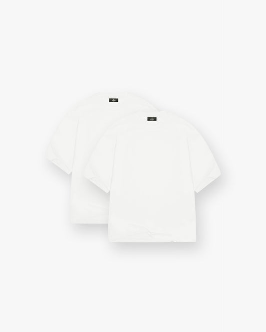 2 x Initial Boxy T-Shirt - Flat White