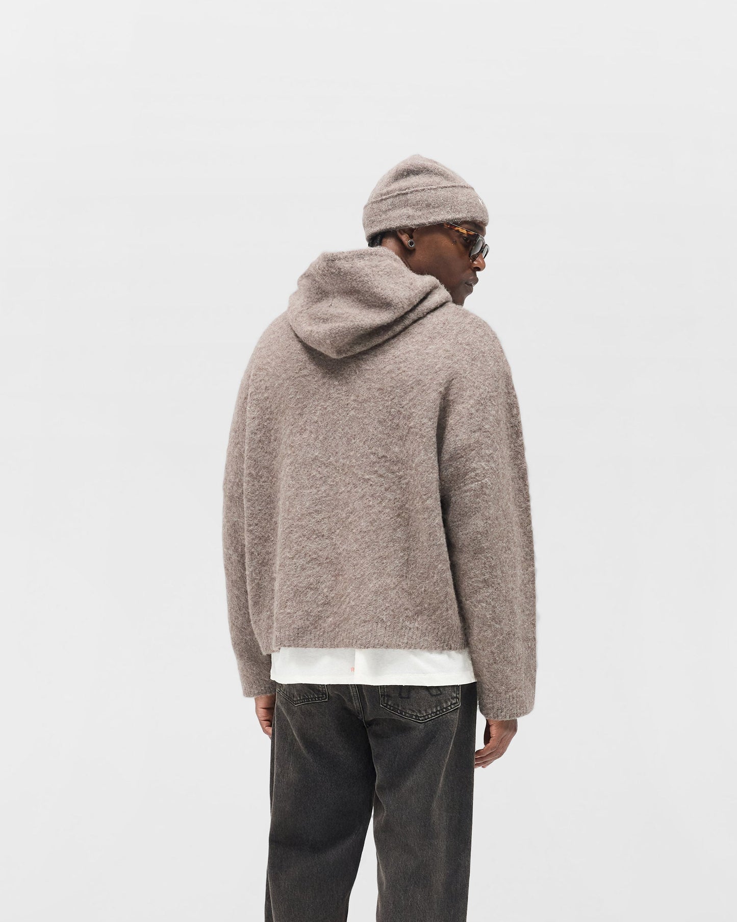 Textured Borg Hoodie - Nero
