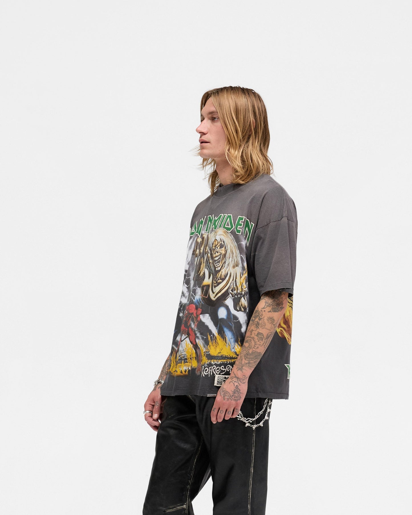 Represent X Iron Maiden Number Of Beast T-Shirt - Sunfade Grey