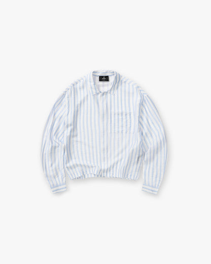 Long Sleeve Sheer Stripe Boxy Shirt - Ice Blue