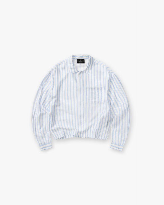 Long Sleeve Sheer Stripe Boxy Shirt - Ice Blue