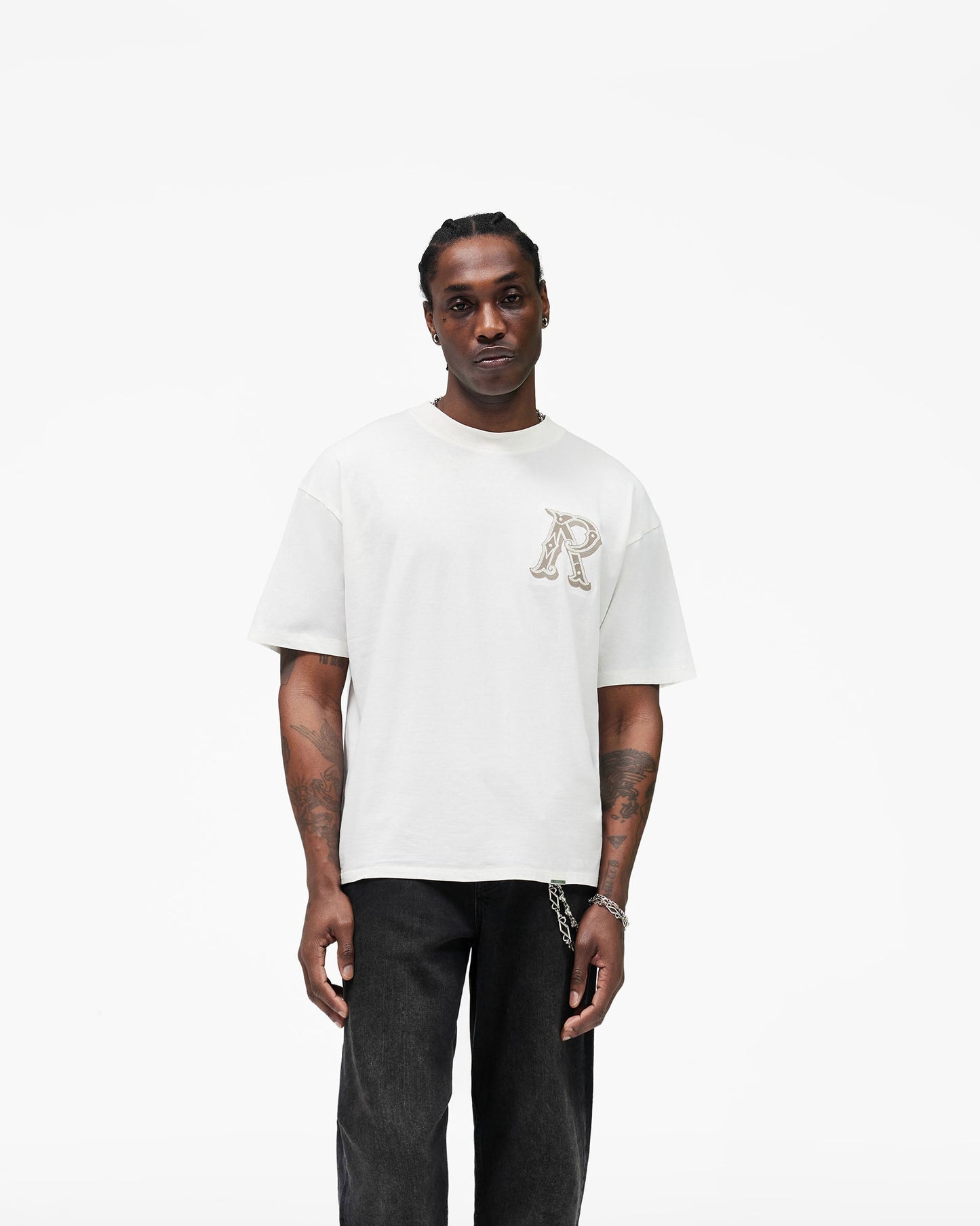 Western Initial T-Shirt - Flat White