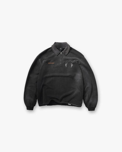 Represent Banner Quarter Zip Sweatshirt - Stained Black