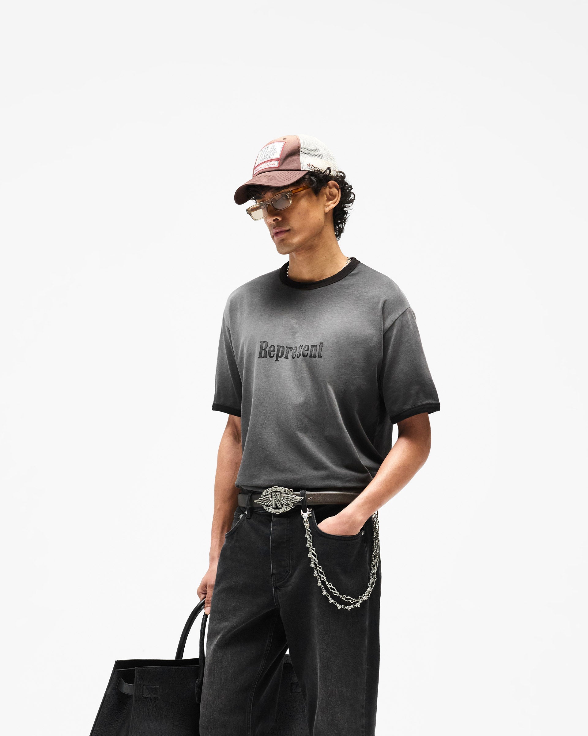 Represent Ringer T-Shirt - Stained Black