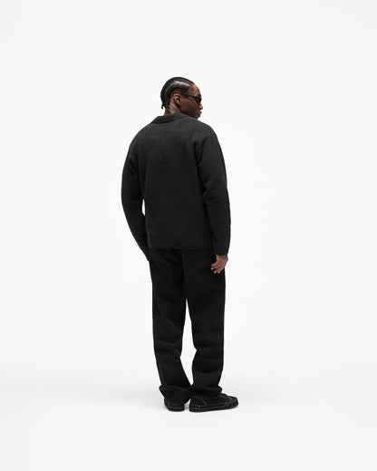 Knitted Boucle Polo - Jet Black