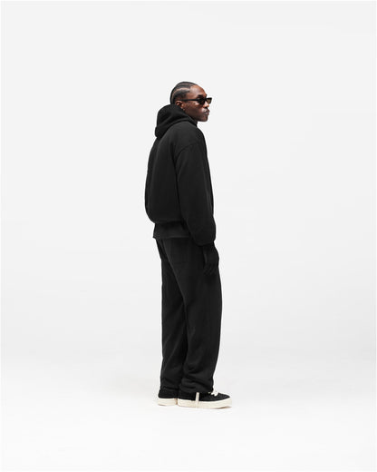 Dual Layer Script Hoodie - Jet Black