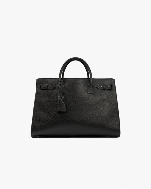 Leather Tote Bag - Textured Black