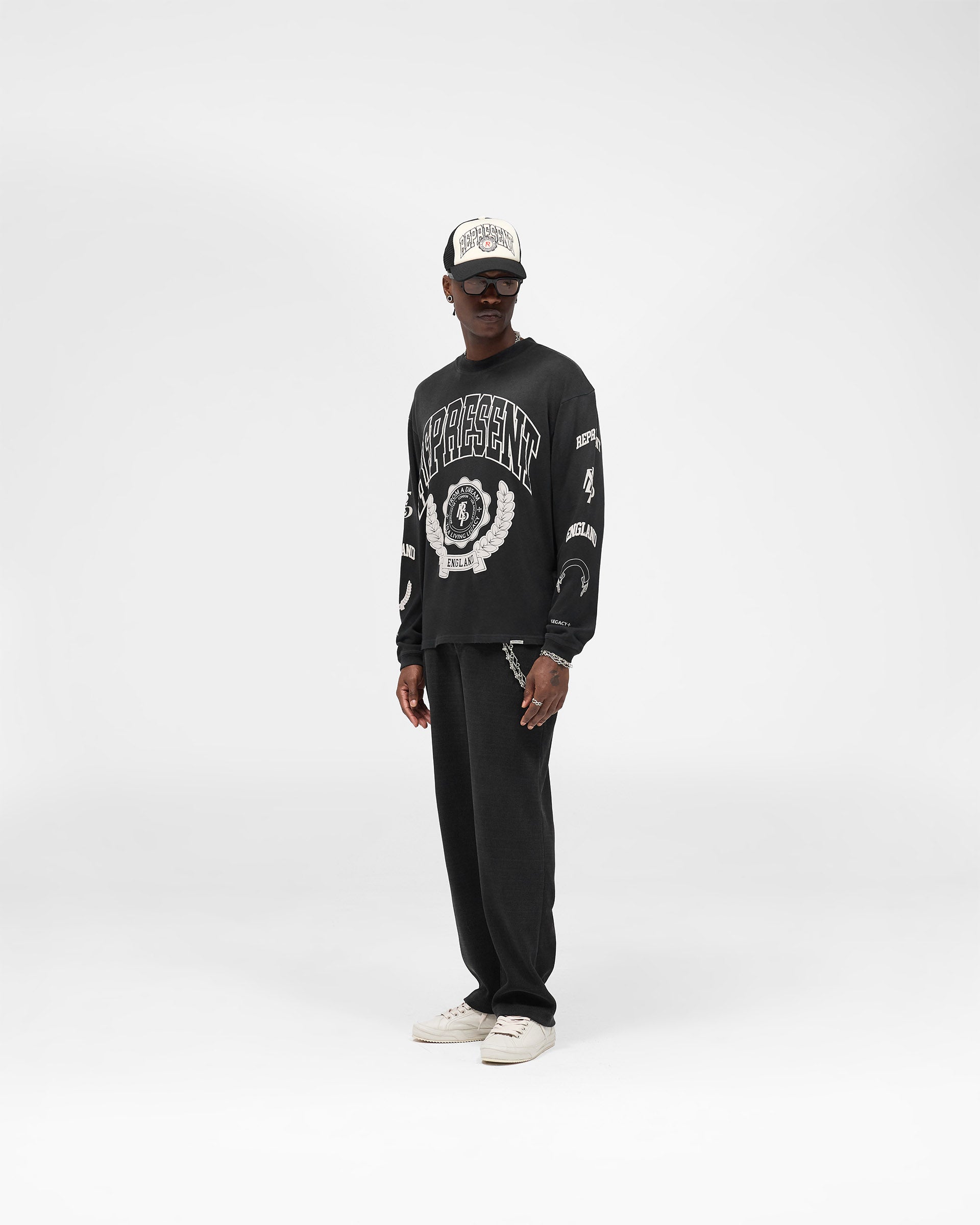 Legacy Crest Long Sleeve T-Shirt - Stained Black