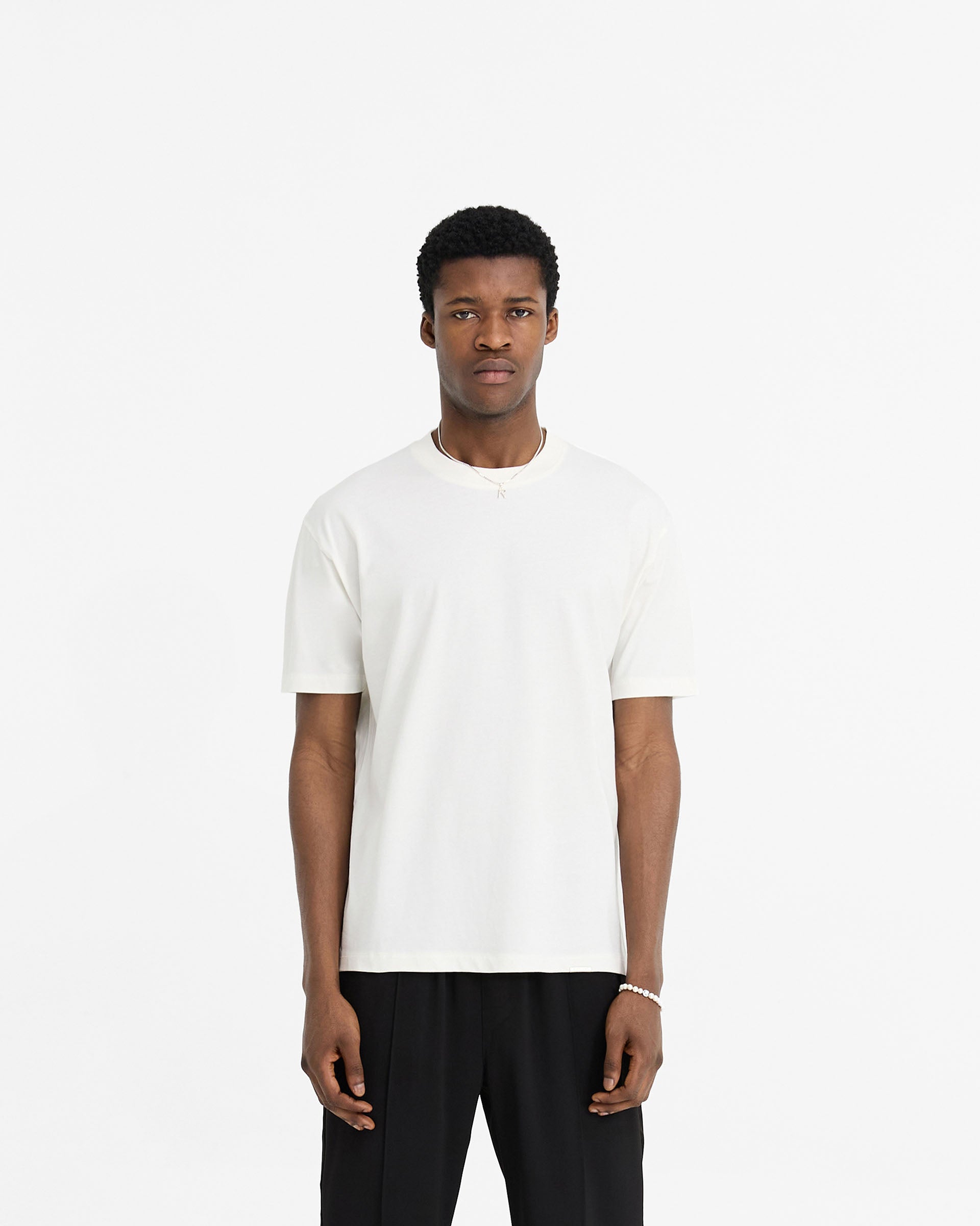 2 x Initial T-Shirt - Flat White & Black