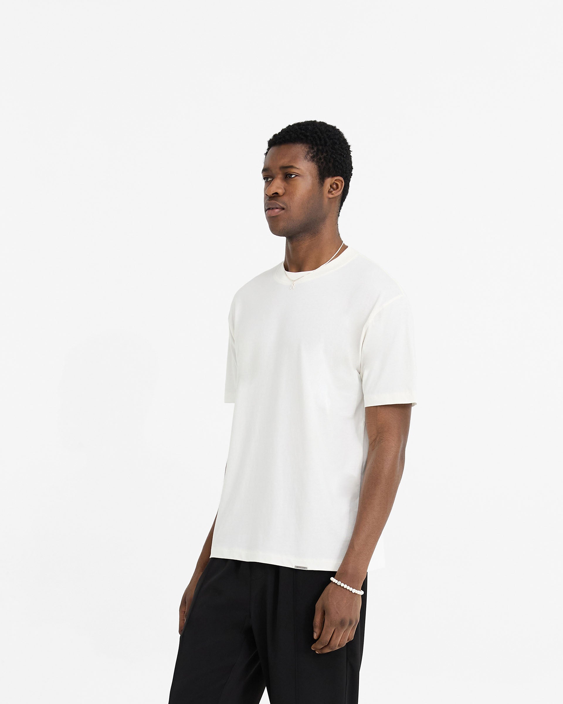 2 x Initial T-Shirt - Flat White & Black