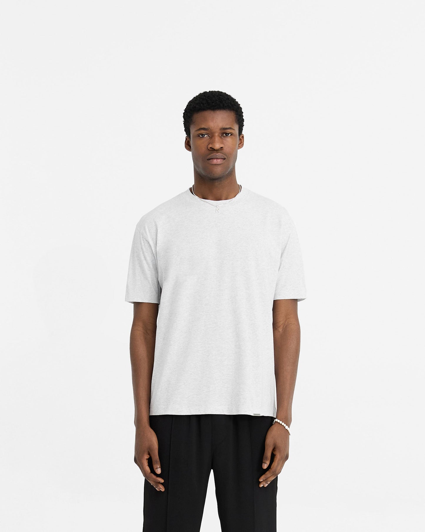 2 x Initial T-Shirt - Flat White & Ice Grey Marl