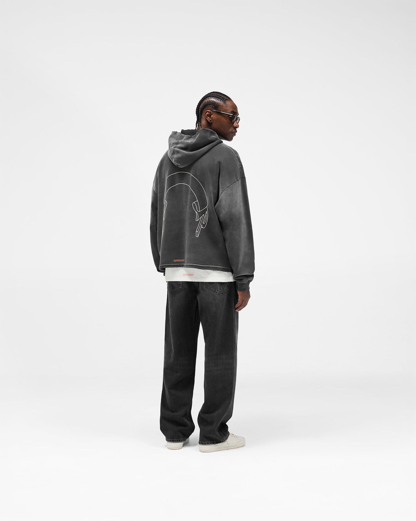 Represent Banner Hoodie - Stained Black
