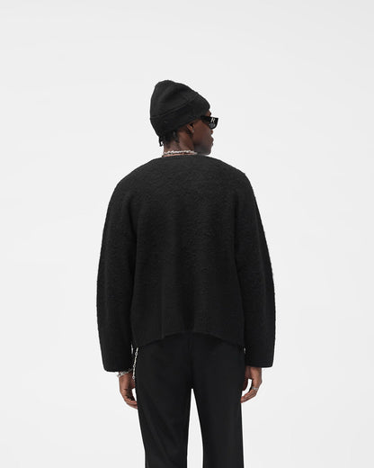 Textured Knit Cardigan - Jet Black