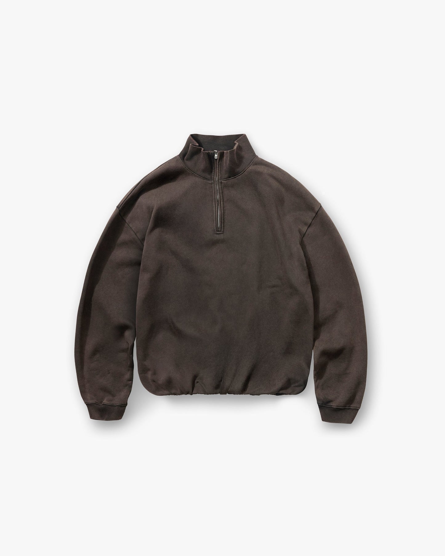 Initial Funnel Neck Quarter Zip Sweatshirt - Coffee