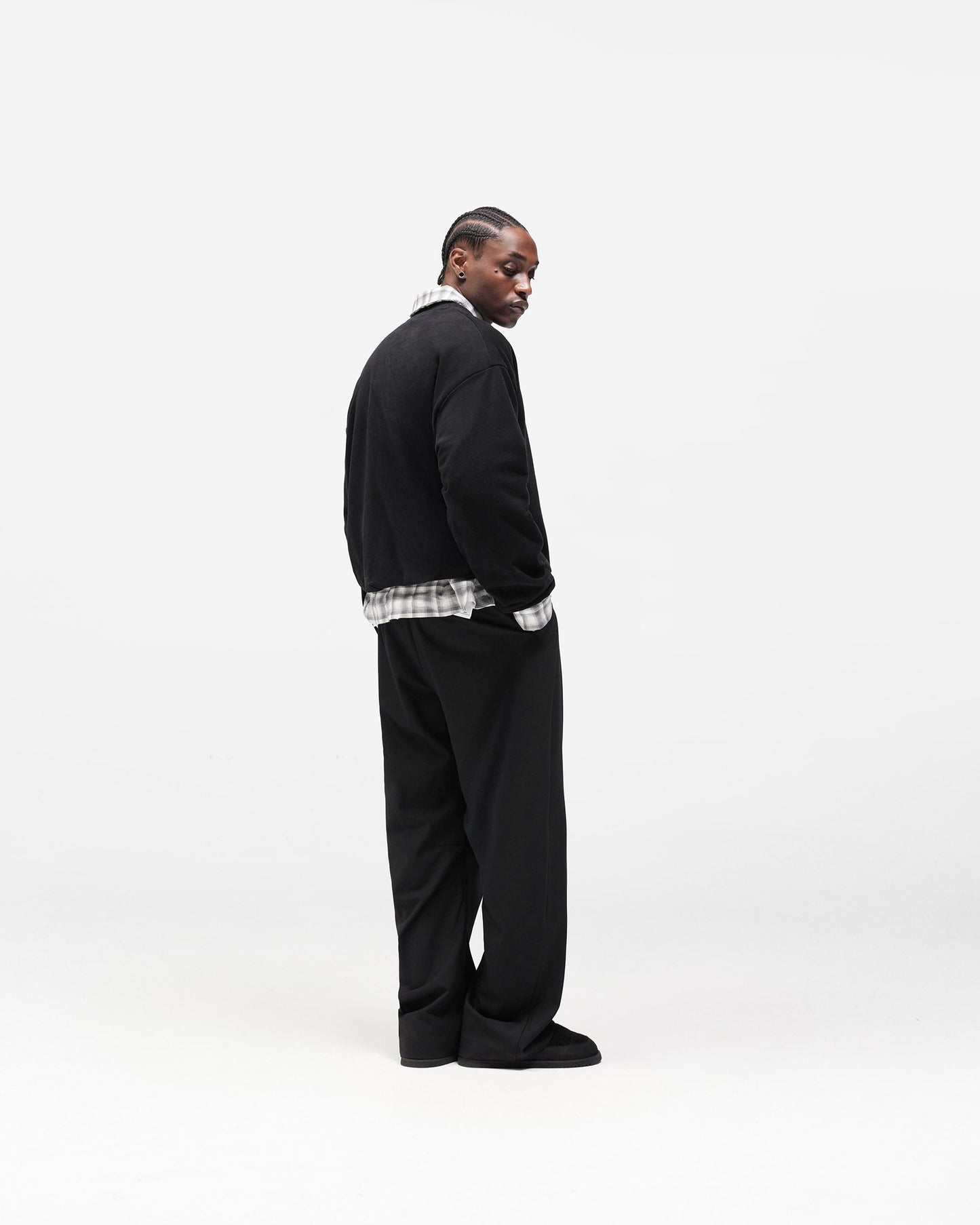 Dual Layer Script Sweater - Jet Black